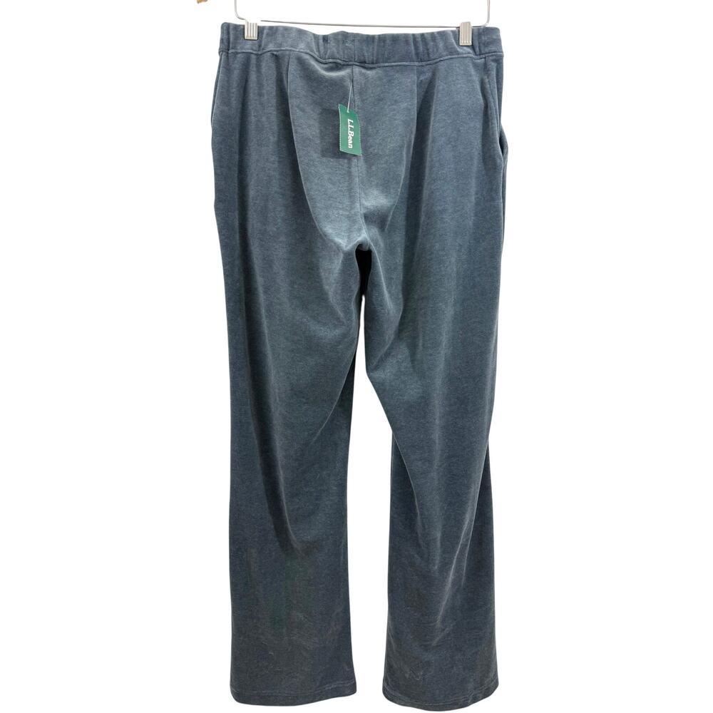 L.L.Bean Velvet Pull On Pants Storm Blue Elastic Waist Drawstring Straight Leg M - Picture 3 of 13